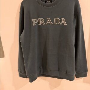 Prada Men's Dark Gray Crewneck Sweater